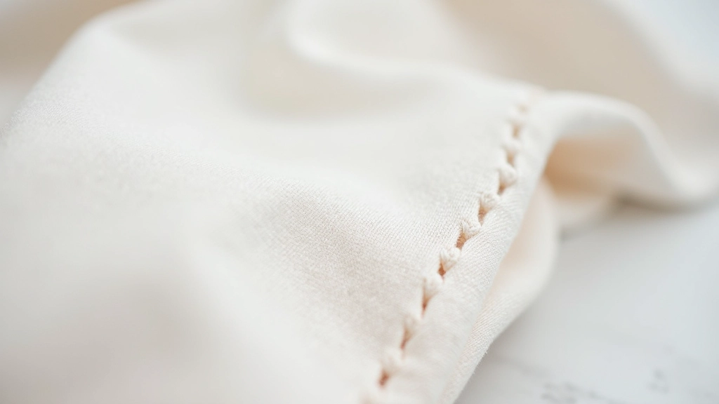 Detailed view of a professionally finished linen seam with zigzag stitching visible